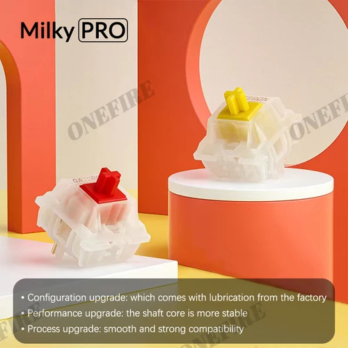Imagen 2 del producto Interruptores Gateron Milky Pro, interruptor lineal prelubrado rojo amarillo lechoso, interruptor de vástago SMD RGB Mx para teclado mecánico, POM de 5 pines