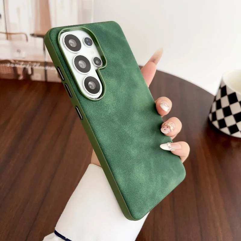 Modische Lammleder-Textur Matte Schutzhülle für Samsung S26 Ultra S25 S24 S23 Plus mit Linsenschutz Stoßfeste Handyhülle