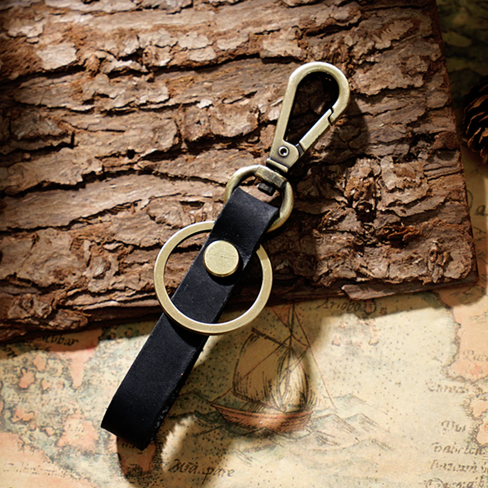 Genuine Leather Retro Handmade Purse Keychain Car Key Ring Holder Wallet Arts and Crafts for Men New Fashion Small Gift