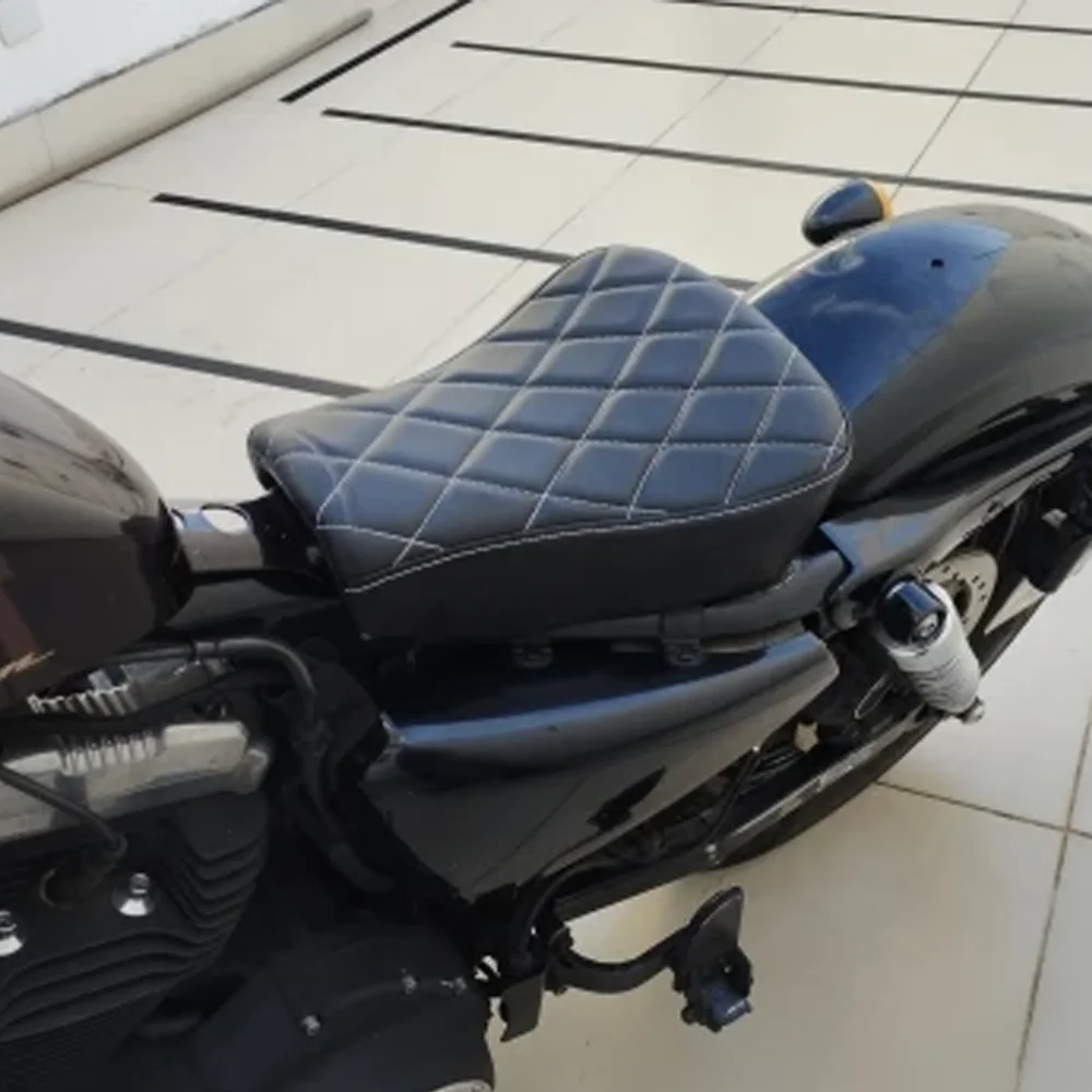 Motorcycle PU Leather Pad Driver Rider Solo Seat Cushion For Harley XL883 XL1200 X48 XL Sportster 72 48 1200X 1200V