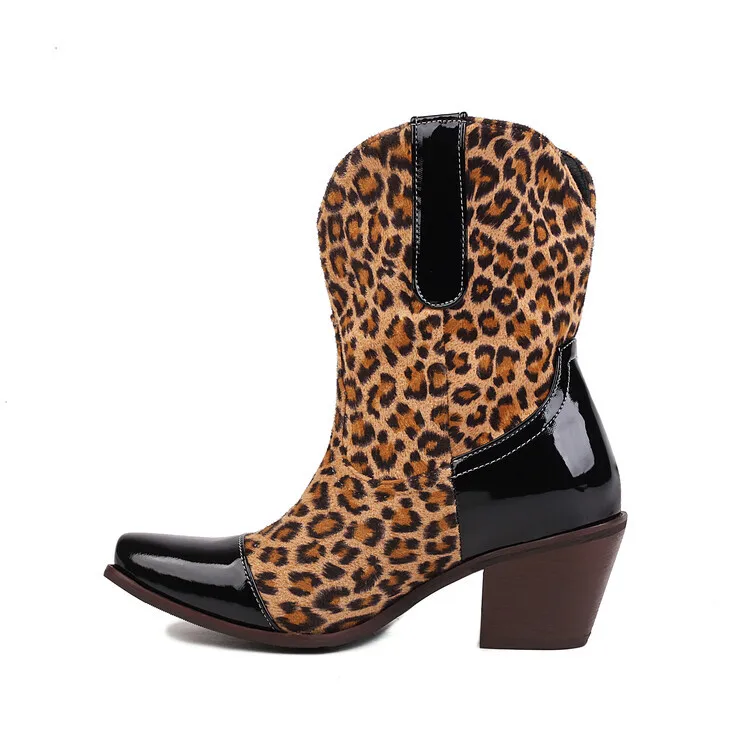 British Retro Color Matching Chelsea Short Boots Square Head Thick Heel Heightening Knight Boots Large Size Women's Boots 34&48