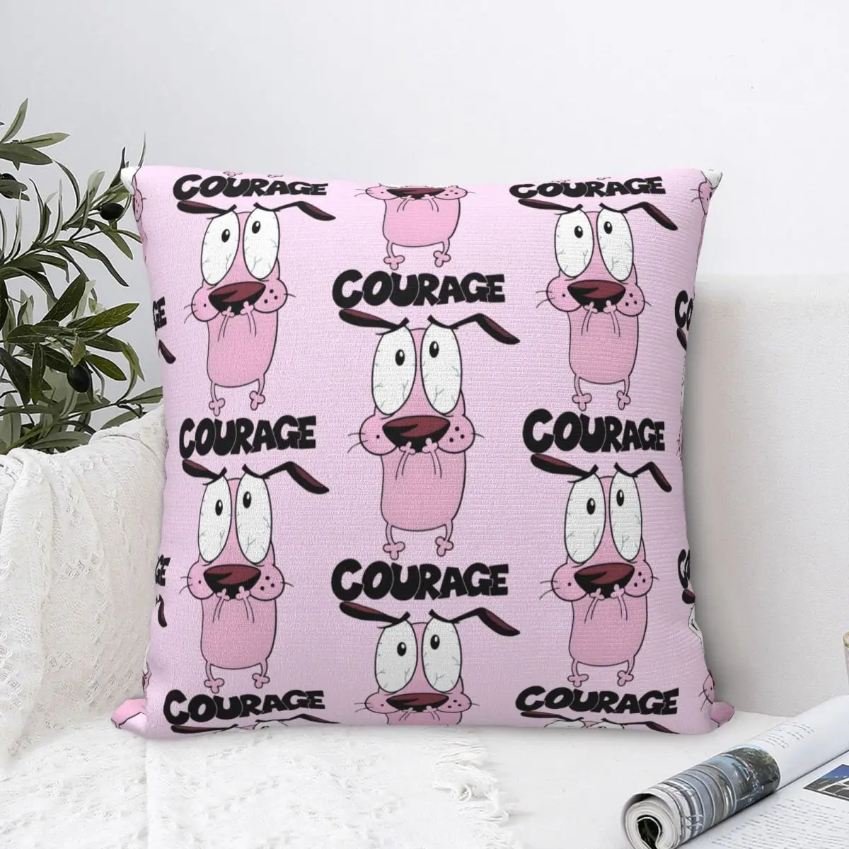 C-Courages Cowardly Dog Cute Pillowcase Soft Polyester Cushion Cover Gift Pillow Case Cover Sofa Drop Shipping 45*45cm