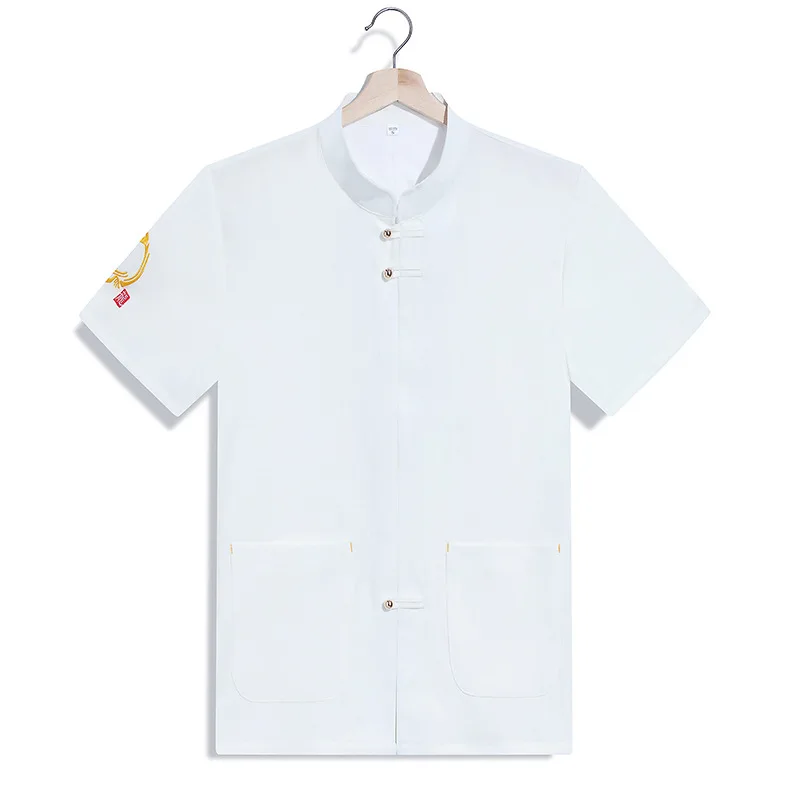 호텔 레스토랑 주방 작업복 반팔 셰프 재킷 베이커리 제과 셰프 여름 흰색 주방 코트