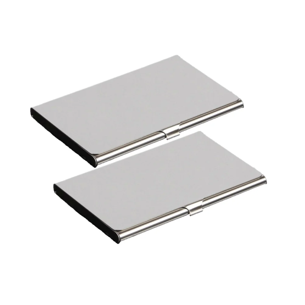 1pc Metal Business Card Holder Stainless Steel Slim Case For Credit Cards Name Cards Portable Organizer Desktop Storage