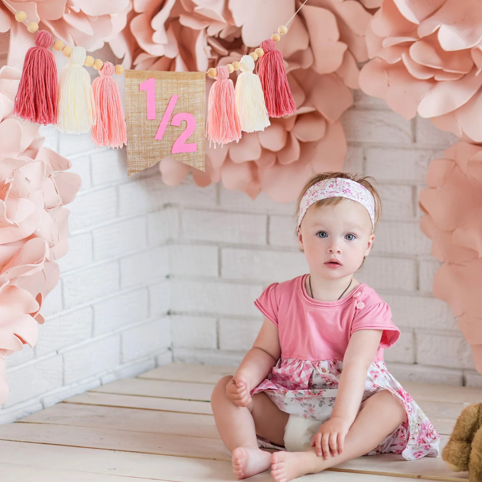 

High Chair Banner Baby Half Birthday Decorations 1 2 Highchair Polyester Party Flag Banners Celebrations Gifts
