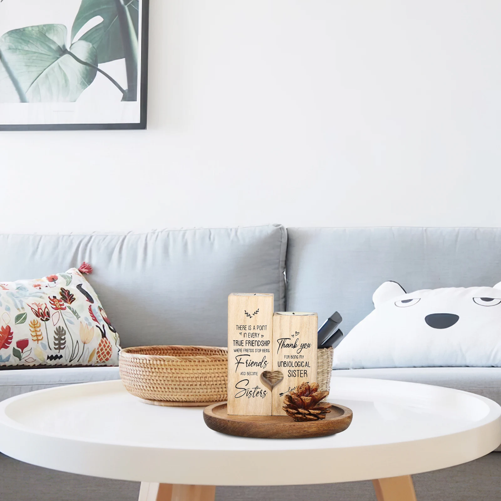 

2 Pcs Wooden Wood Tray Home Decor Tray Acacia Wood Decorative Home Rustic Coffee Table Serving Platters Kitchen Accessories