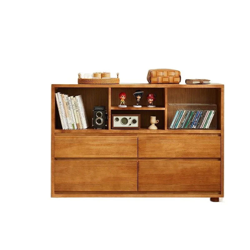 

Full solid wood locker Japanese combination multi-grid narrow bedroom storage living room against the wall