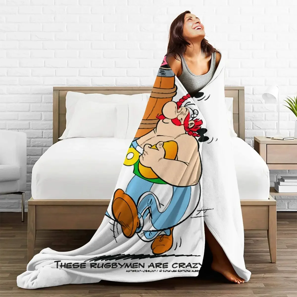 Funny Asterix And Obelix Flannel Throw Blankets Anime Cartoon Blankets for Sofa Bedroom Warm Bed Rug