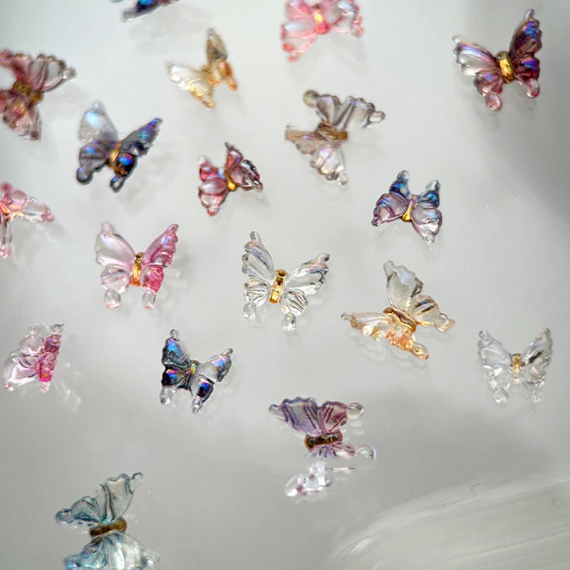 30 قطعة أورورا فراشة مسمار السحر بريق ثلاثية الأبعاد الاكريليك مسمار الفن زينة لوازم المواد مانيكير Kawaii اكسسوارات أجزاء #5