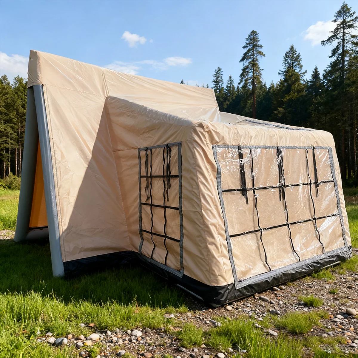 เต็นท์ตั้งแคมป์เป่าลมกลางแจ้ง สำหรับ 2-6 คน กันน้ำ ทำจาก PVC เต็นท์แกลมปิ้งแบบพองลม