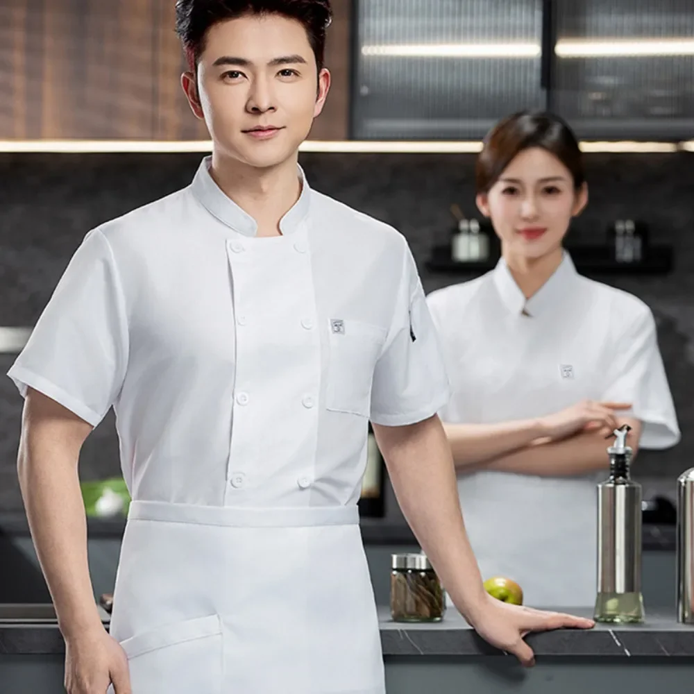 Sommer-Küchenkleidung, dünn, atmungsaktiv und cool, Kochkleidung, Arbeitskleidung, kurzärmelig, Catering, Schule, Kindergarten, Kantine