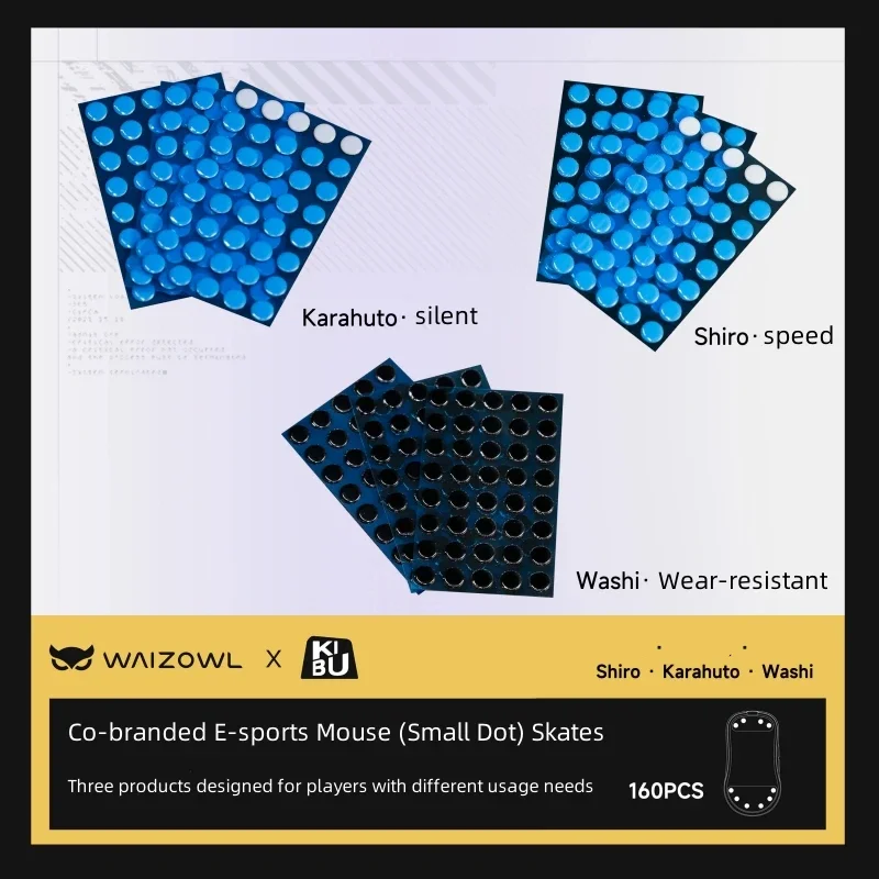 160pcs WAIZOWL x Japan KIBU Gear Small Round Dots Mouse Skates Speed Silent Wear-resistant Universal DIY PTFE Mice Feet Glides