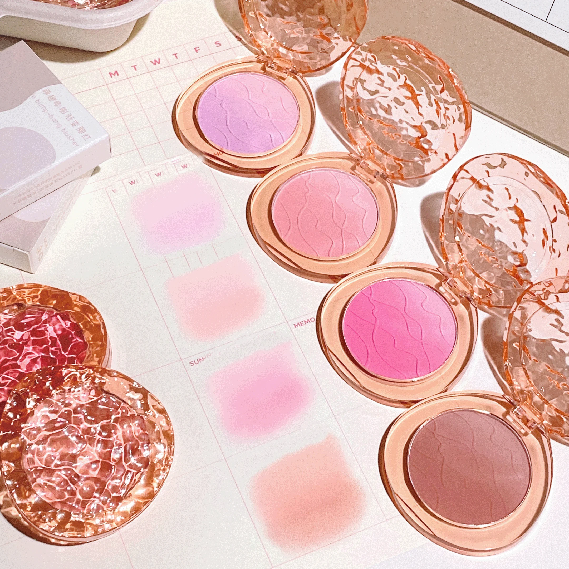 Gradient blush, matte whitening, highlight brightening, natural nude makeup, 4 colors optional blush palette