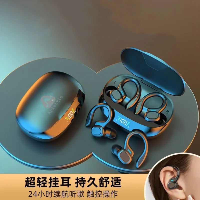 Ariettie SP16 earphone Bluetooth nirkabel, headphone olahraga ANC gerakan earbud Stereo dengan mikrofon, pengurang kebisingan