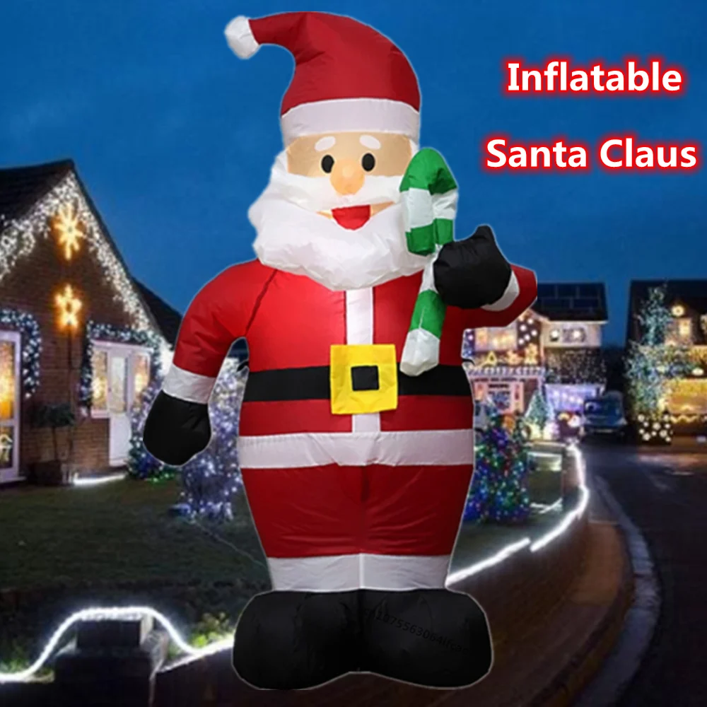 1.2M Christmas Inflatable Santa Claus Takes Candy With LED Lights Outdoor Party Supplies Christmas Decoration Garden Arrangement