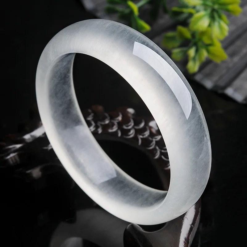 

China's Natural White Hand Carved Wide Stripe Jade Bracelet Fashion Boutique Jewelry Men's and Women's Bracelet Accessories