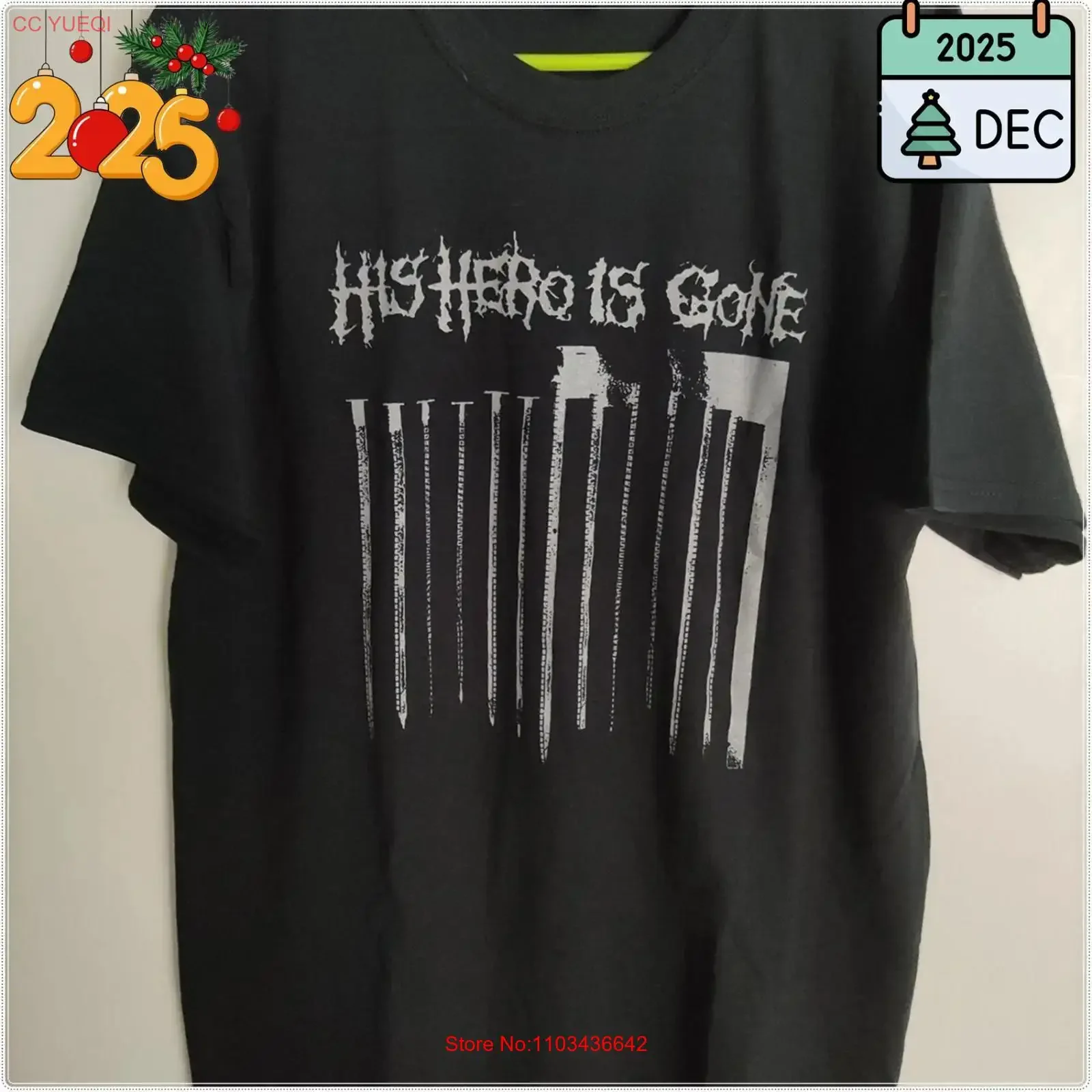 Camiseta His Hero Is Gone, estilo hardcore punk, d-beat, crust, anti-cimex, vintage, lavada, ligeramente elástica, ropa de diseñador