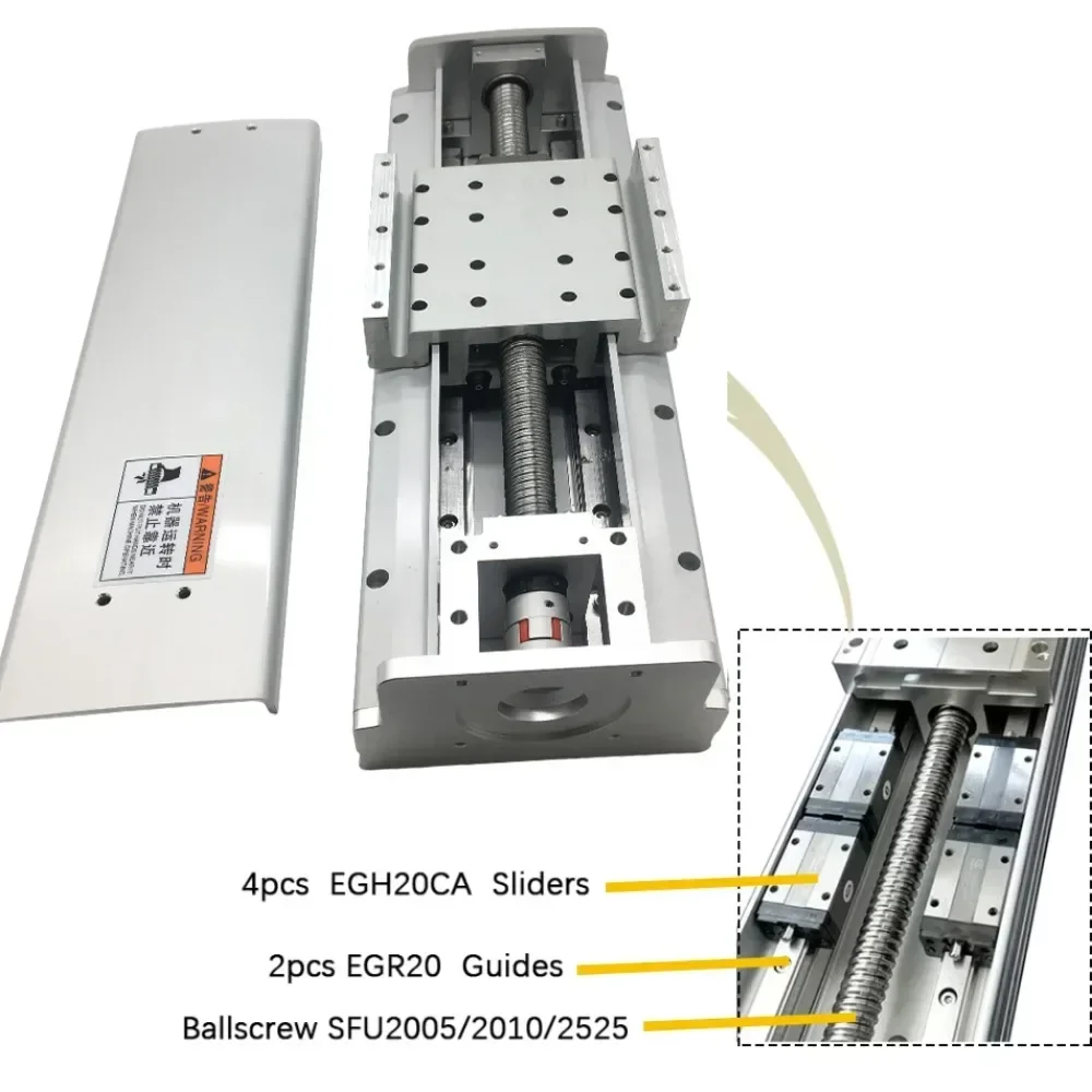 Fully Enclosed Guide Linear Module 165mm Width 100-1000MM SFU 2505 2510 2525 Ball Screw CNC Sliding Table Heavy Load Dust Cover