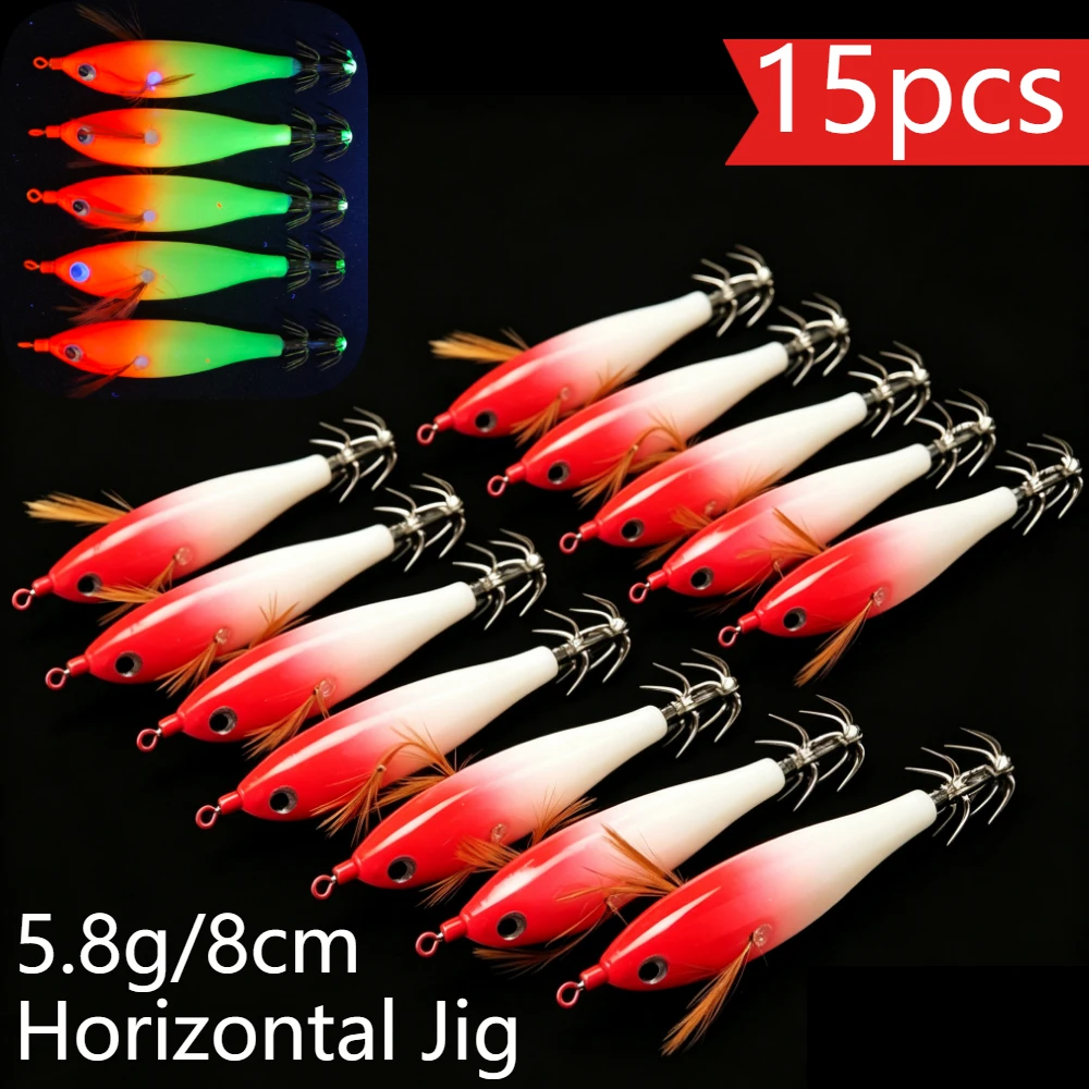 Furniture Hardware Jig - 15pcs 8cm Luminous Squid Jig Hook
