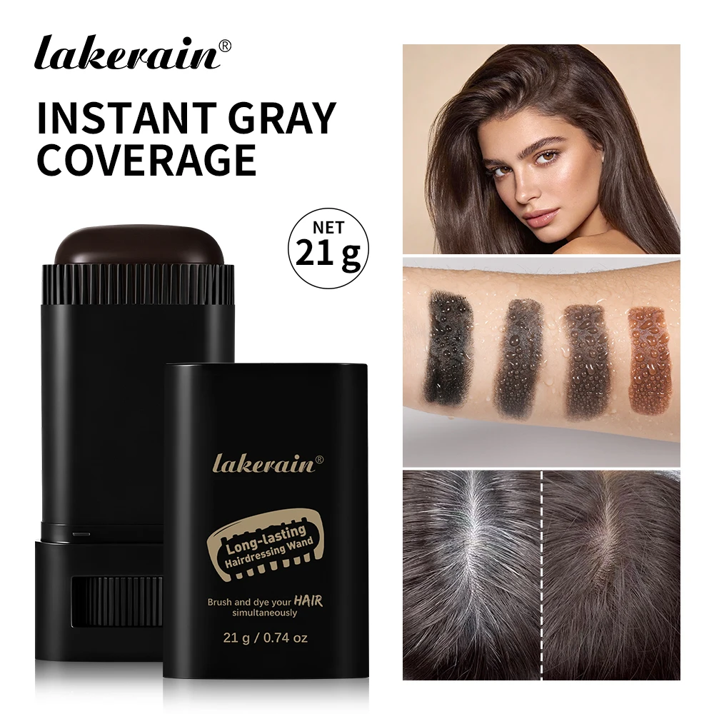 Long-lasting Hairdressing Wand Quickly Cover White Hair Sweat Resistant Waterproof Smooth Cream Texture Comb & Dye in One Design