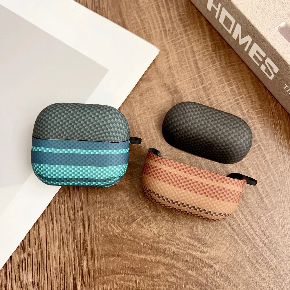 

For Samsung Galaxy Buds 4/4 Pro/3/3 Pro Case Woven Pattern Shockproof Earphone Protective Cover Carbon Fiber Headphone Case