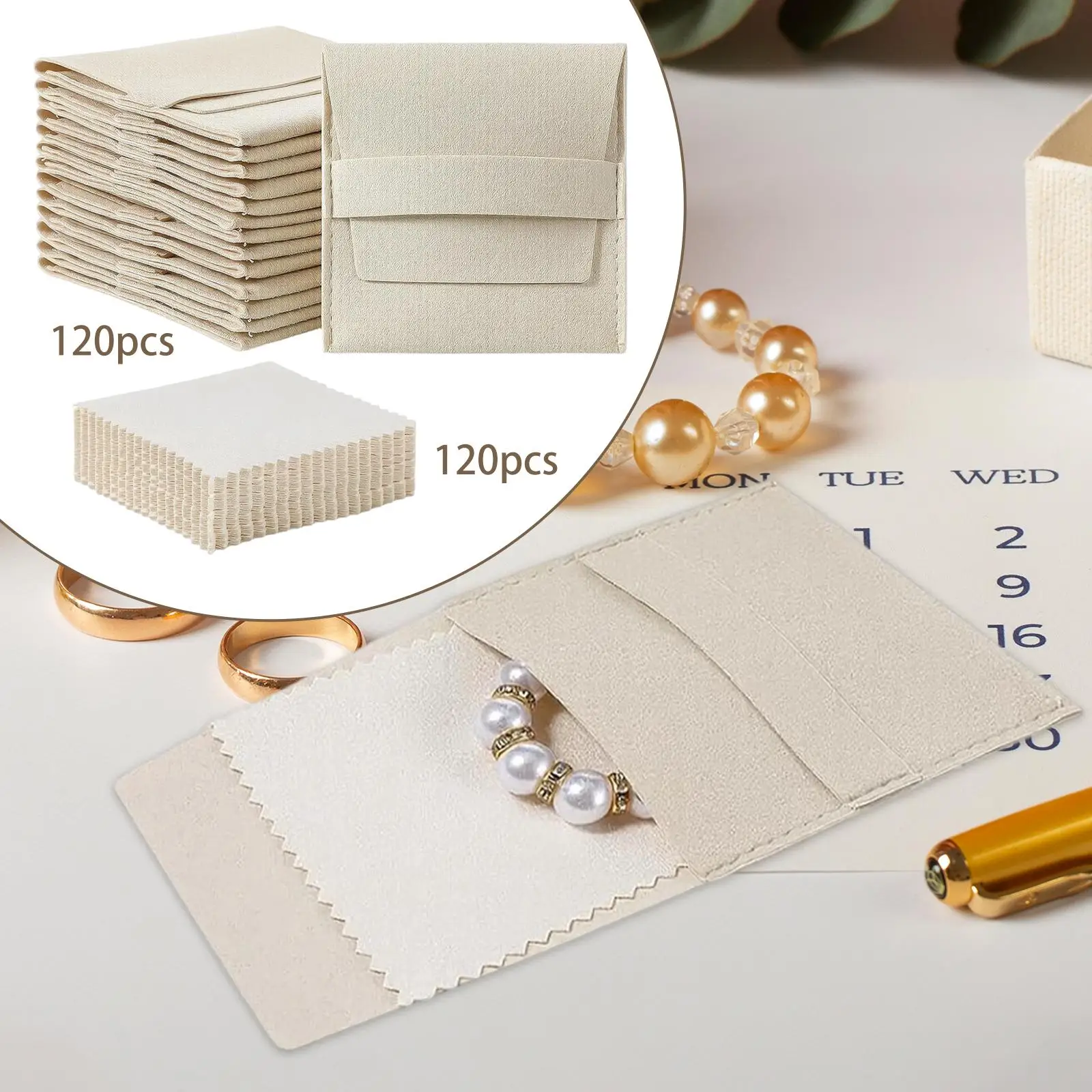 

120x Jewelry Pouch Packaging Bag Organizer for Traveling with String 8x8cm Luxury Bracelet with Matching Cloth Accessories