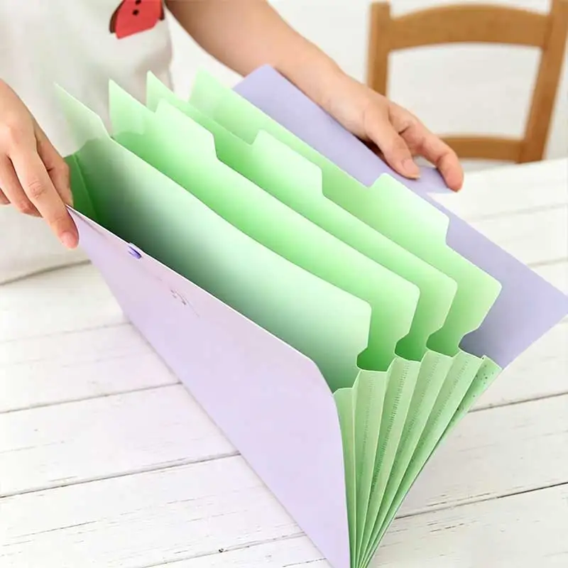 5page Classic Accordion File Folders - A4 Document Storage Bags with Plastic Material and Test Roll Holder - Durable and Expanda