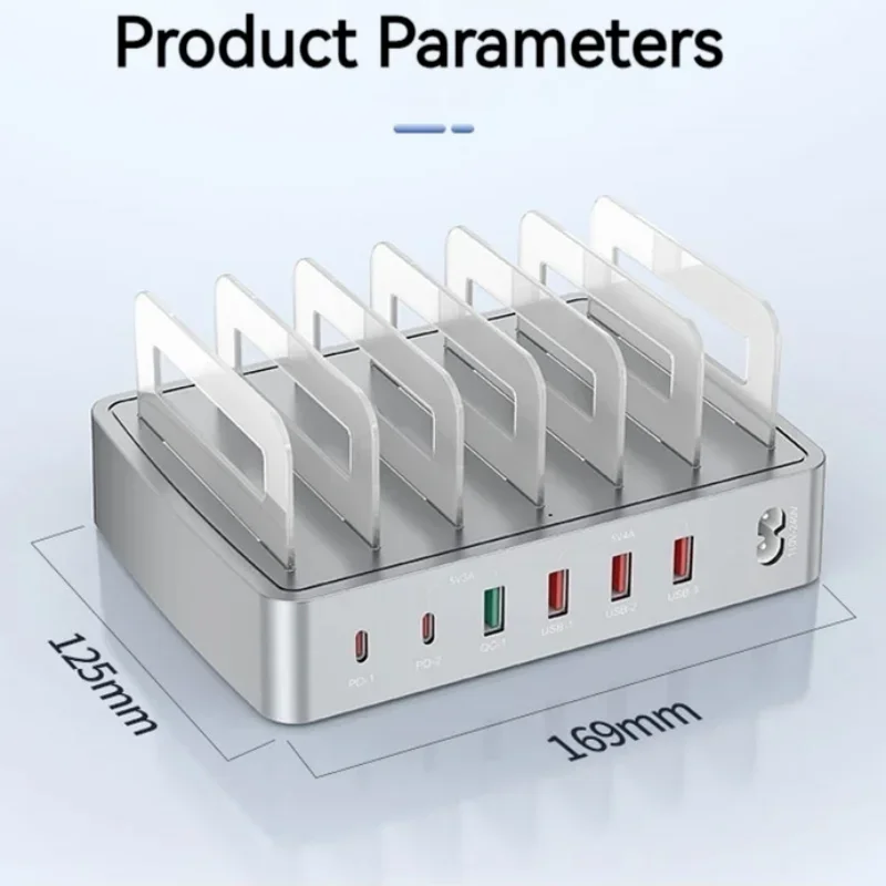 Universal 72W 6 Port Multi USB PD Charger Stand For IPhone 16 15 14 13 Carregador QC3.0 Fast Charger Station For Samsung Xiaomi