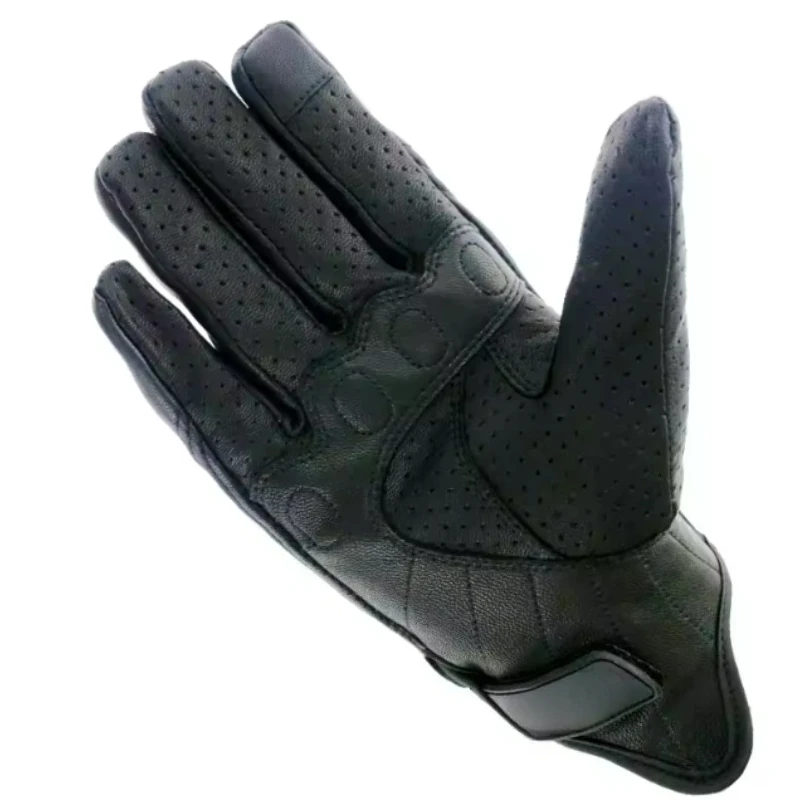 Men's Touchscreen Motorcycle Gloves - Genuine Leather Summer Riding Gloves for Scooter & Motorbike - Racing Style Design