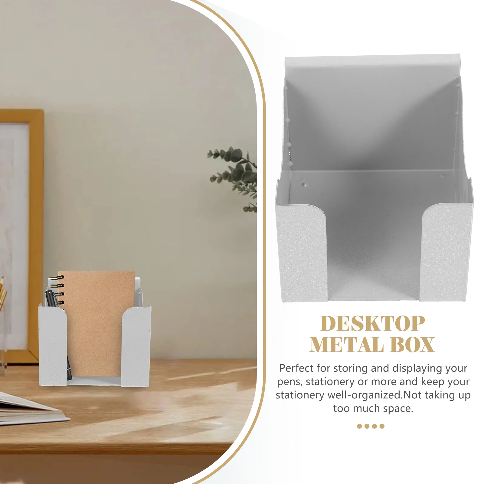 

Desktop Memo Pad Holder Notepad Storage Box for Office School Home Use Organizes Stationery Napkins Index Cards Compact Metal