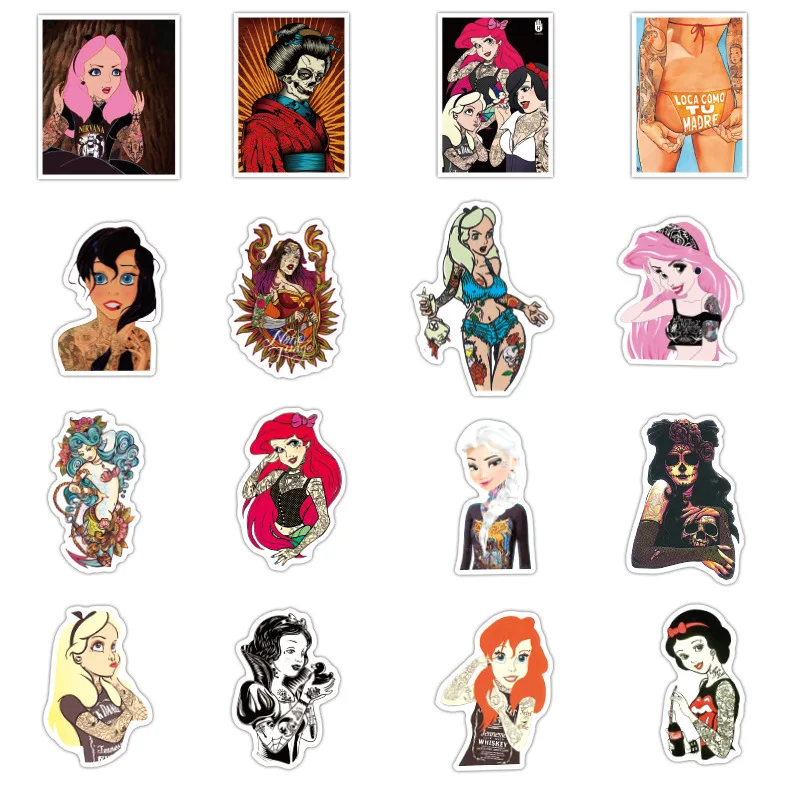 50pcs Tattoo Cartoon Character Beauty Personality Trend Sticker