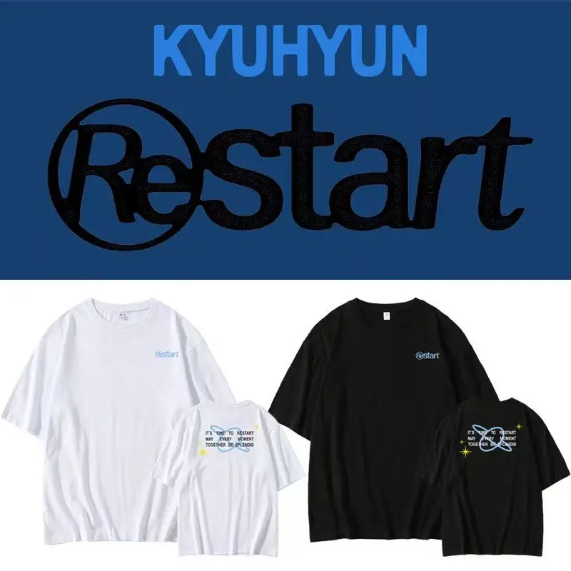 Kpop Super Junior Cho KyuHyun Restart Man/Women Harajuku T-shirt Round Neck Short Sleeve Casual Unisex Streetwear COTTON Top