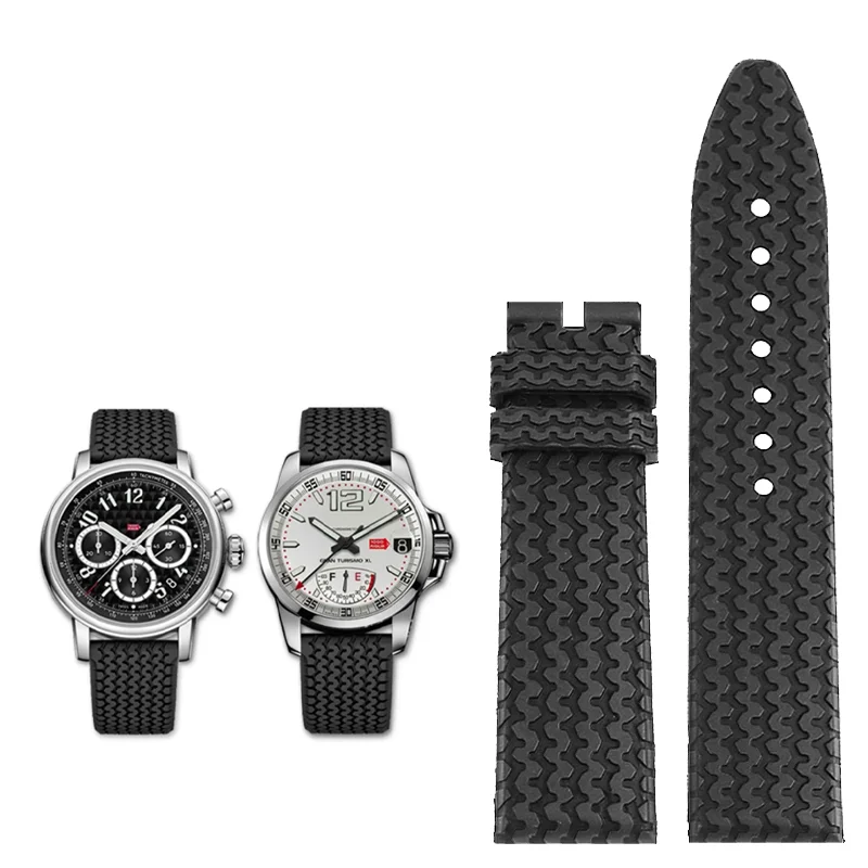 ل Chopard FKM ساعة مطاطية حزام كلاسيكي سباق 168511 الرجال الإطارات فقي نمط فلورو المطاط سوار 21 مللي متر 23 مللي متر الساعات