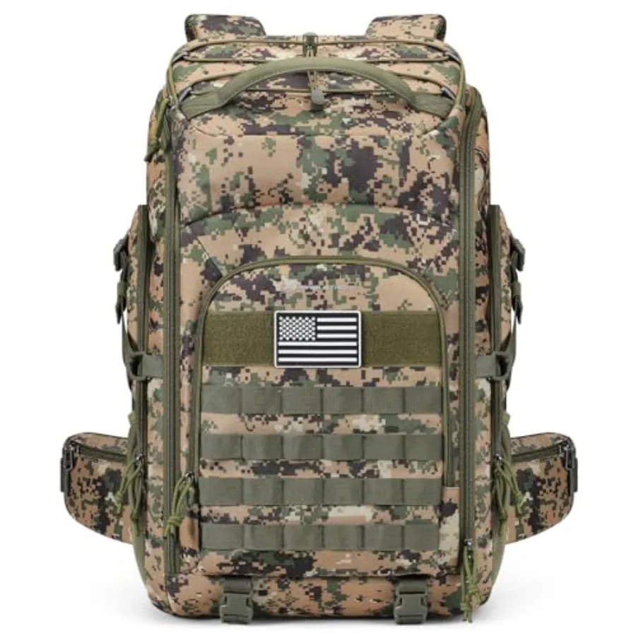 

Tactical Backpack for Men Water Resistant 40L Military Backpack for Hiking Camping Gym with Molle System Camouflage Green