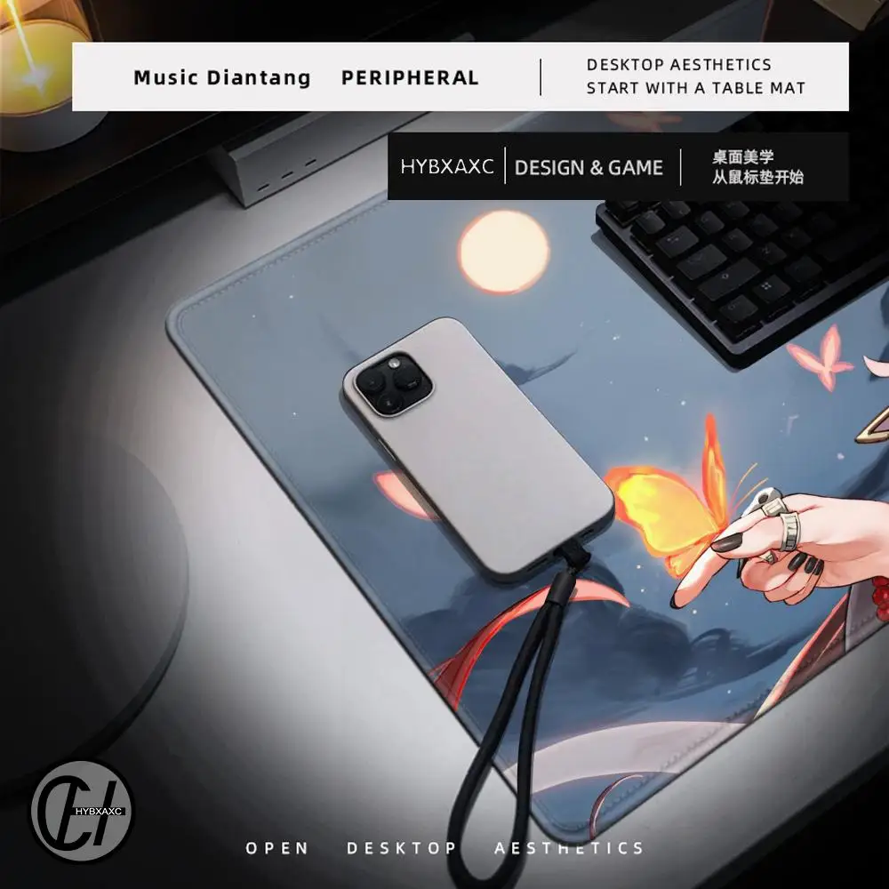 Anime Cute Hu Tao Mousepad Non-slip Rubber Gaming Genshin Impact Mouse Pad Keyboard Mat Computer PC Laptop Pad Game XXL Desk Mat