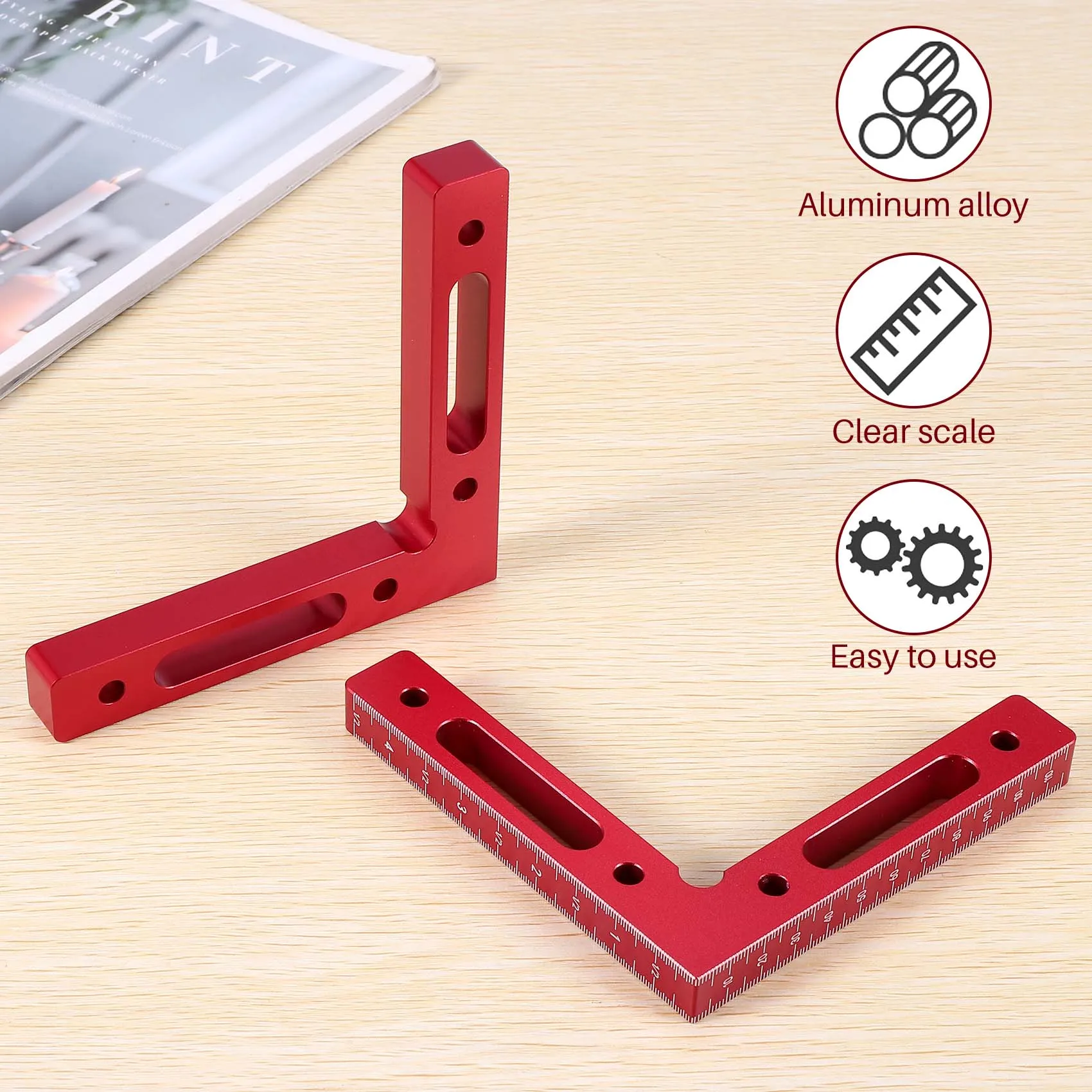 Nouvelles pinces d'angle en alliage d'aluminium à 90 degrés, 2 pièces, pour le positionnement et le serrage des coins, outil de menuiserie