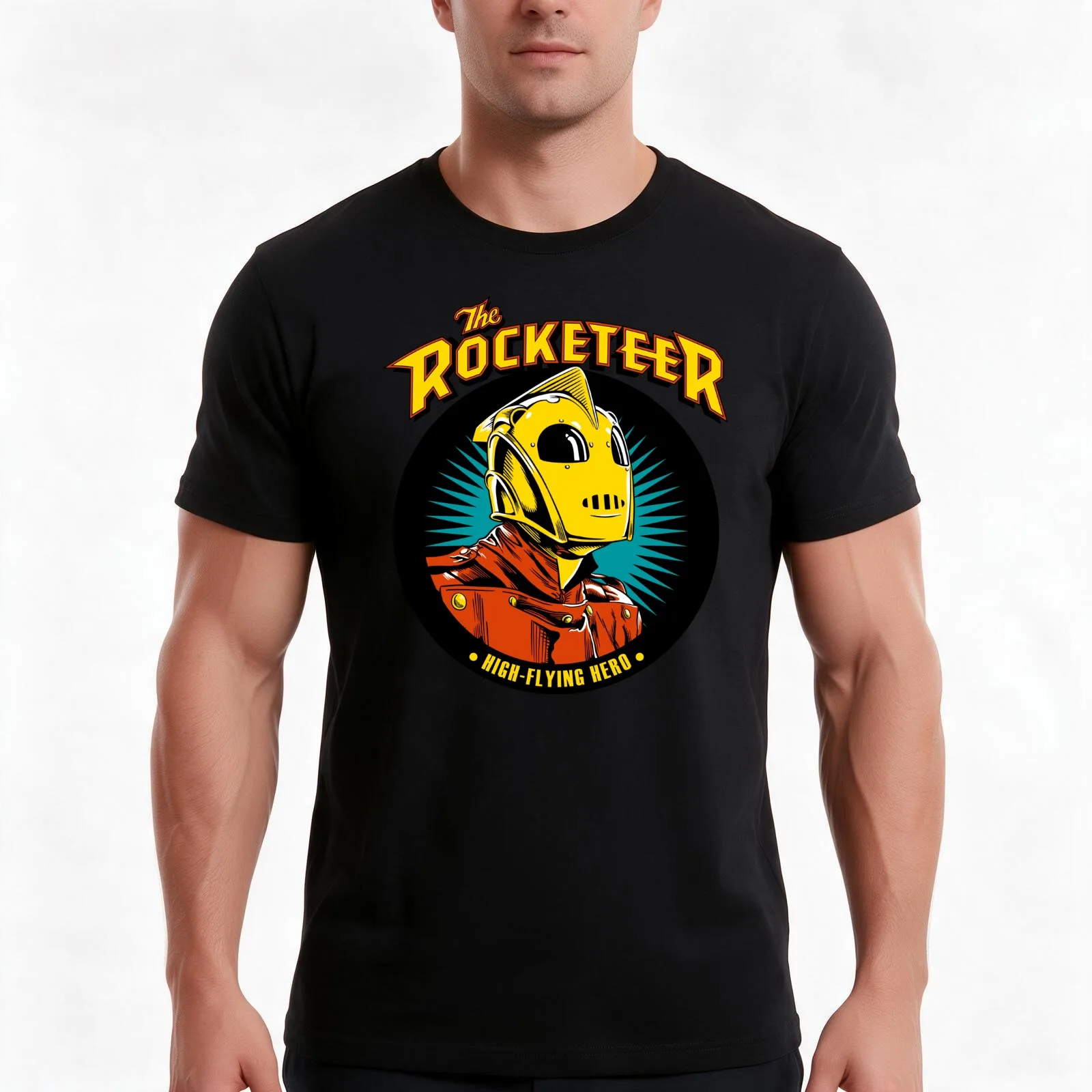 The Rocketeer High-Flying Hero 1 T-Shirt, Summer Casual Cotton Tee, Oversized Streetwear Tops, Vintage Graphic Print