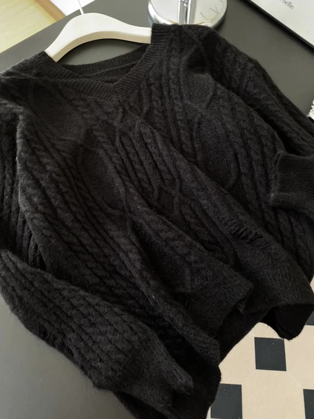 Bla Knitted Long Sve Twist Sweater Women's Autumn Winter Gentle Inner Wear Base Layer Hole Punch Top Lazy Sle