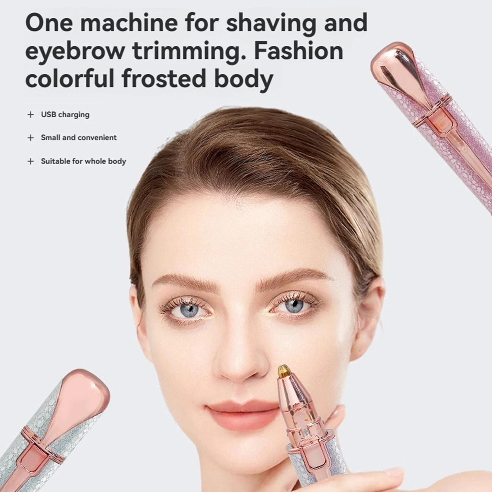 ポータブル2in1女性用脱毛器 電動 無痛脱毛器 レディースシェーバー 眉毛シェイパー 顔 脚 脇 ビキニライン ボディトリマー