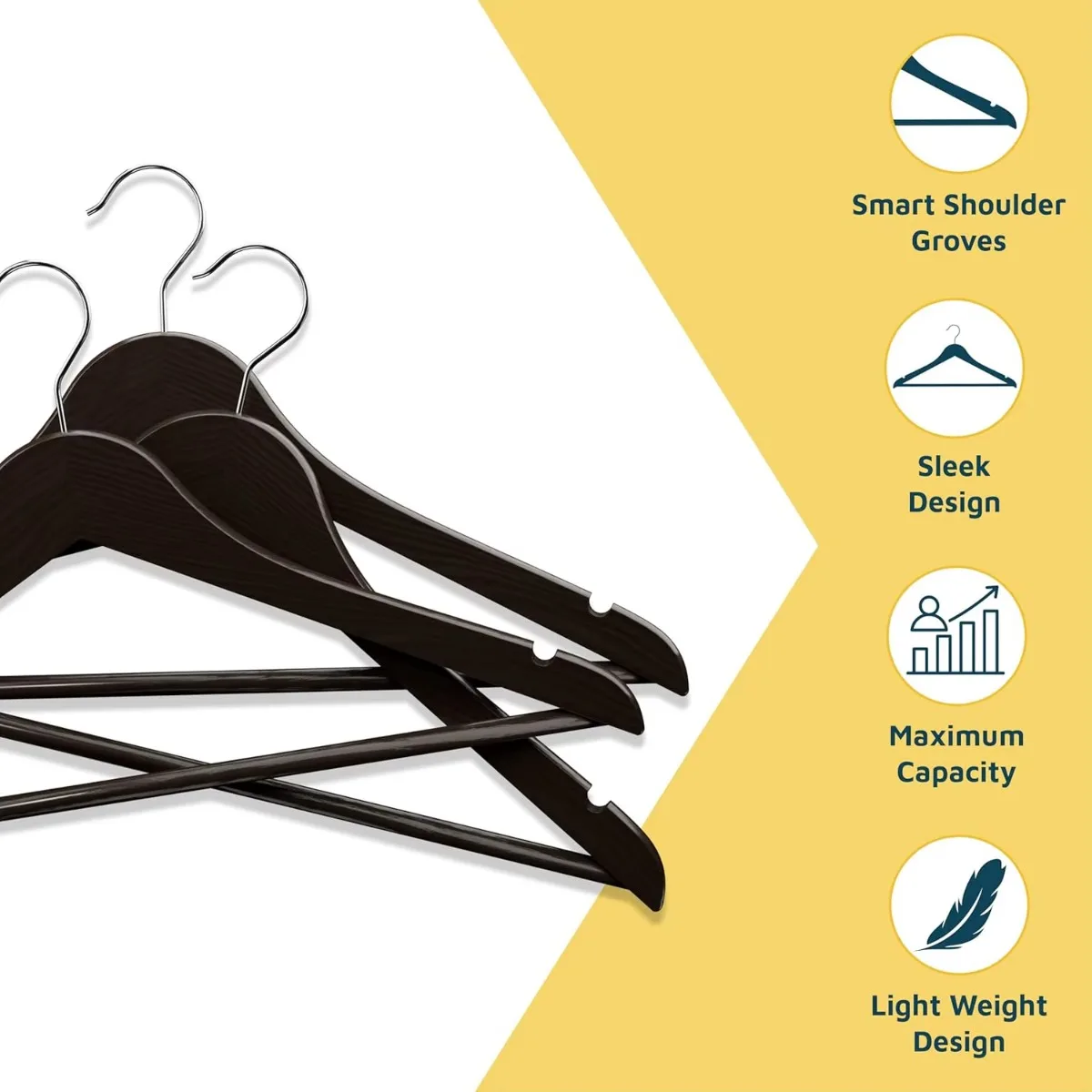 con gancio girevole a 360 gradi e tacca antiscivolo per le spalle, può contenere fino a 10 libbre, design con barra per pantaloni, per organizzare abiti, abiti, cappotti