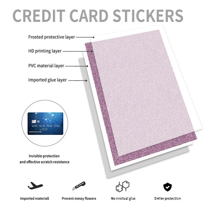 4Pcs/Set Credit Card Decoration Stickers Bank/Debit/ATM Card Skin Protector Stickers Non Slip Sticker