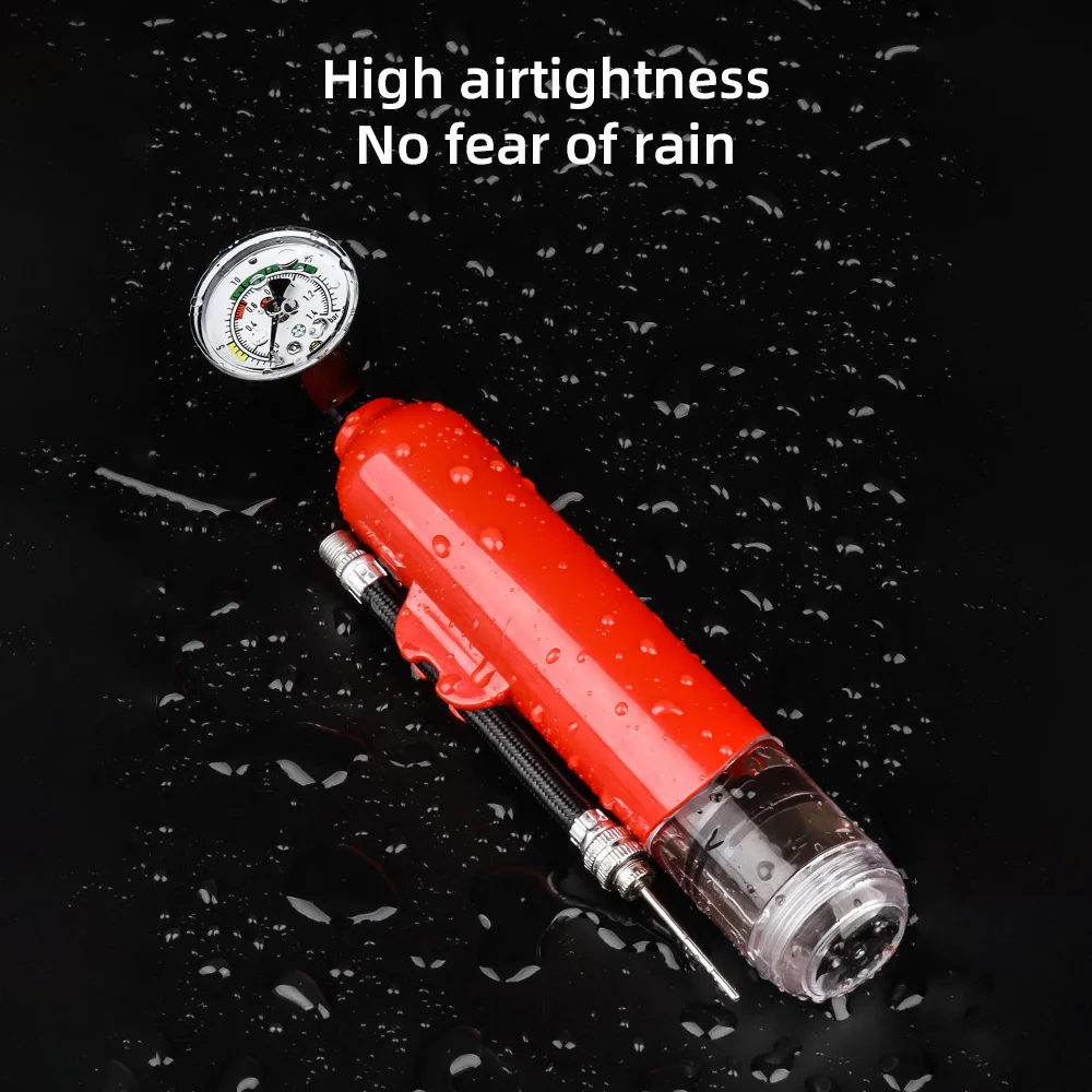 مضخة كرة هوائية محمولة مع مقياس ضغط مع خرطوم قابل للفصل لمضخة رياضية محمولة لكرة القدم وكرة السلة وكرة القدم