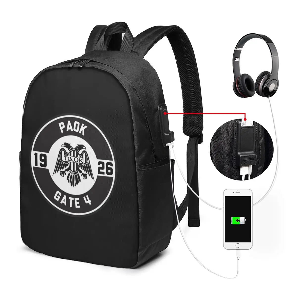 

Paok Thessaloniki Ultras Hooligans Backpack Travel Notebook Bag Computer College Student School Bag Laptop Shoulder Bags