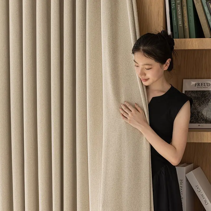 Modern Solid Full Blackout Thick Curtain for Living Room Bedroom Household Luxury Curtains Window Drapes Easy Install Customized
