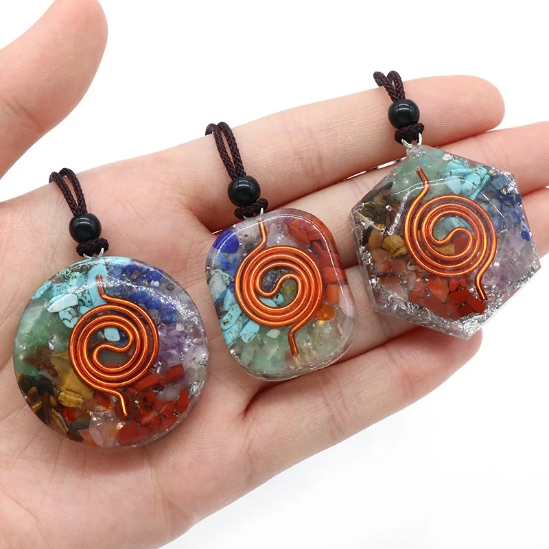 MLD Charms Orgonite Amulet Crystal Pendants Natural Gemstone 7 Chakra Stone Energy Meditation Spiritual Jewelry