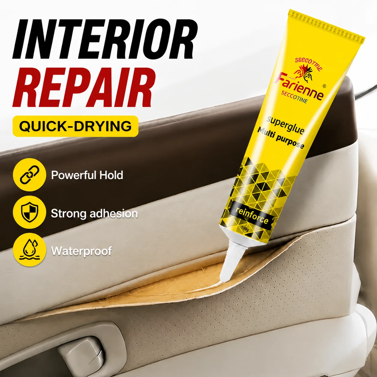 100ml Auto Interior Fabric Adhesive Fast Setting High Viscosity Glue For Car Roof Liner Door Panel Trim Restoration