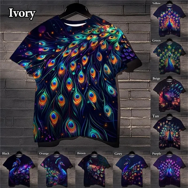 

Beautiful And Cool 3D Printed Peacock Feather Pattern Personalized Fashionable Casual T-shirt Men Women Short Sleeve Tops Tees