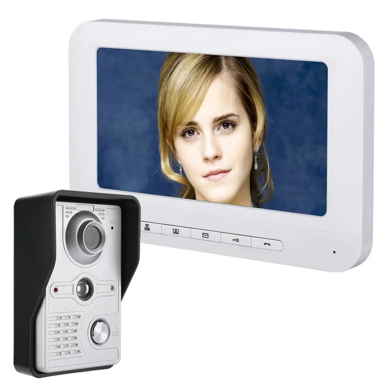 

Visual Intercom Doorbell 7'' TFT LCD Wired Video Door Phone System Indoor Monitor 700TVL Outdoor IR Camera Support Unlock