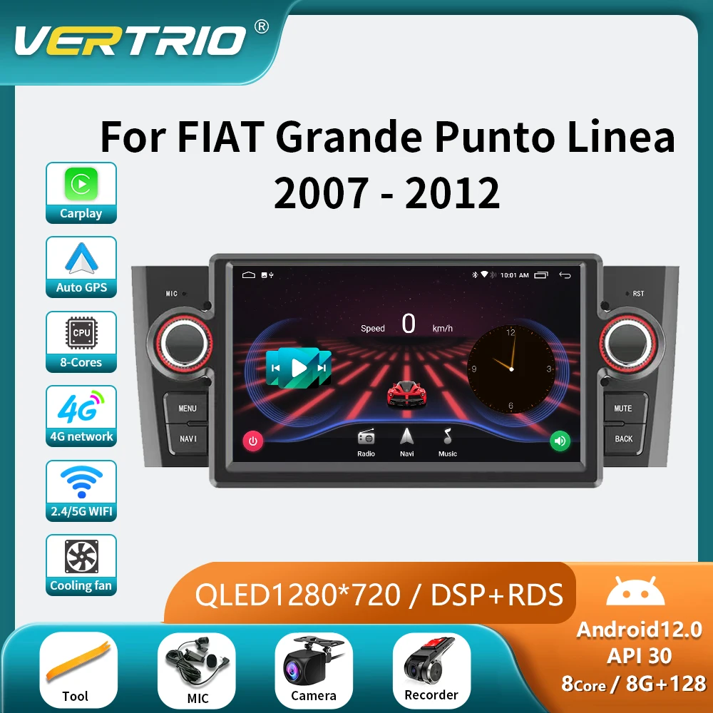 

Car Radio For FIAT Grande Punto Linea 2007-2012 Android 13 Auto Car Multimedia Player 4G Wireless Carplay 2 Din DVD Stereo DSP