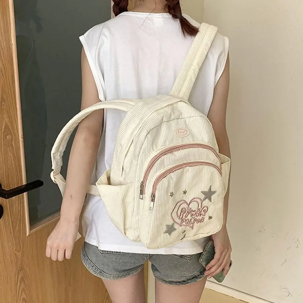 Kleine Packung Cord Rucksack Einfarbig Handtasche Stern Liebe Schulter Tasche Mehrere Taschen Koreanischen Stil Casual Rucksack Männer